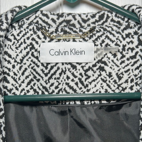 Calvin Klein Black and White Blazer with Draped Lapel - Picture 2 of 7